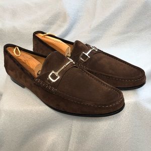 Authentic Gucci Roos Brown Suede Loafers
